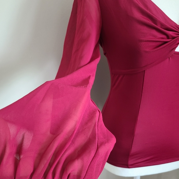 BEBE TOP WITH SHEER ARMS - Picture 3 of 5